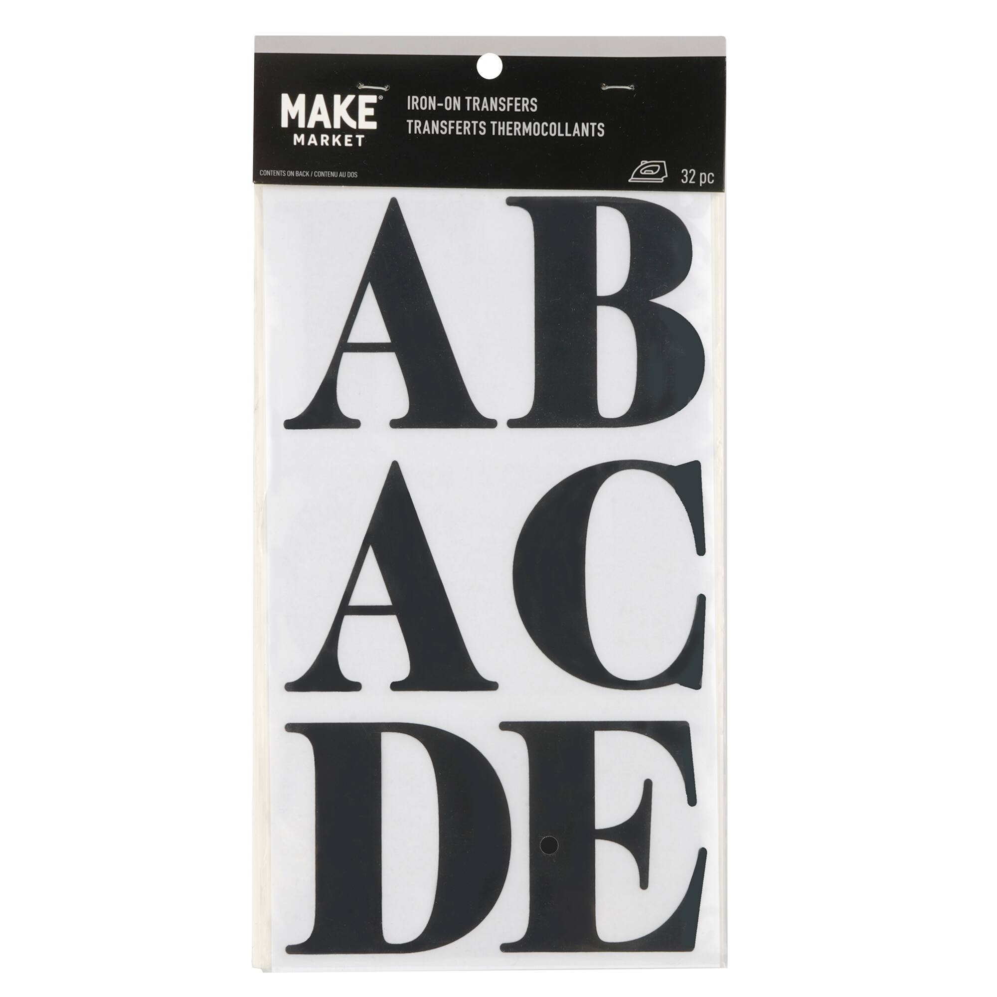 6 Packs: 32 ct. (192 total) 3" Alphabet Iron-On Transfers by Make Market